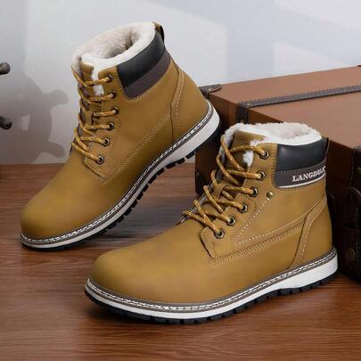 LANGDU Mens Winter Boots Walking Warm Snow Boot