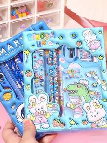 4 Sets/24PCS Panda Rabbit Puppy Astronaut Pattern Cartoon Stationery Set, Student Pencil Set, Includes Pencils, Rulers, Erasers, Sharpeners, Notebooks - Multicolor - View 4