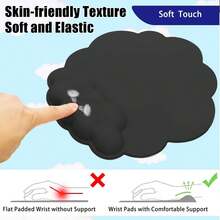 1pc Cloud-Shaped Ergonomic Wrist Rest Mouse Pad, Memory Foam Filled, Leather Surface, Waterproof & Anti-Slip PU Bottom, Slow Rebound Wrist Support Cushion, Relieves Wrist Fatigue, Easy To Clean, Cute Office Gaming Home Desktop Accessory - View 5