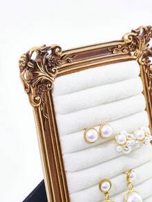 1PC European Carved Frame Style Jewelry Display Stand (Jewelry Not Included), French Luxury Earring & Necklace Display Rack, Vertical Desktop Jewelry Storage Ornament, Baroque Accessory Storage Rack, Ins Style Home Vanity Jewelry Storage Frame, Suitable For Studs, Earrings, Necklaces, Pendants Storage & Display, Birthday, Housewarming, Holiday Gift, Photography Prop - Gold - View 11