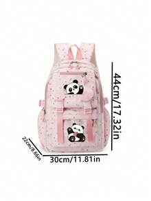 1 Pc, Creative Panda Pattern Printed Backpack, Large Capacity Casual Backpack, Adjustable Shoulder Straps, Suitable For Daily Commuting And Travel - one-size - View 12