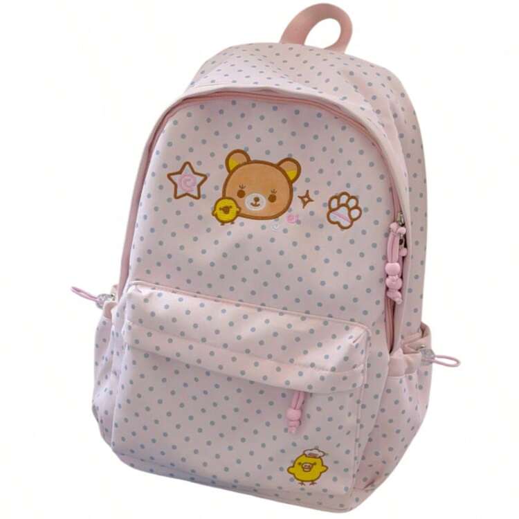 Rilakkuma 可愛糖豆日系Ins風休閒熊造型後背包，學院風學生上學通勤百搭小後背包，女款 - 多色 - 查看 9