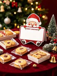 1 Set Foldable Santa Claus Shaped Place Cards (Writable Paper), Suitable For Christmas Party Table Decoration, Seat Cards, Dessert Table Decor, Sign-In Table Number And Table Setting, Enhance Holiday Atmosphere - Multicolor - View 8