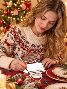 1 Set Foldable Santa Claus Shaped Place Cards (Writable Paper), Suitable For Christmas Party Table Decoration, Seat Cards, Dessert Table Decor, Sign-In Table Number And Table Setting, Enhance Holiday Atmosphere - Multicolor - View 2
