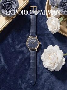 Armani AR11424 Women Wrist Watch, Rose‑Gold Round Case Dreamy Glitter Starry Sky Blue Dial, Stylish Statement Accessory For Ladies Date & Party Look - Blue - View 2