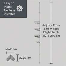Matte Black Tension Pole Shower Caddy, Resists Rust, 3-Tier Storage - A - View 3
