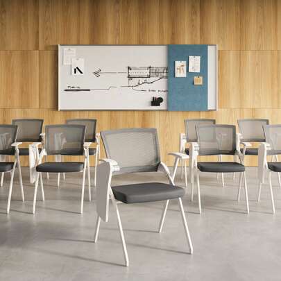 Folding Office Chair With Armrests, Mesh Conference Chair For Meeting Room