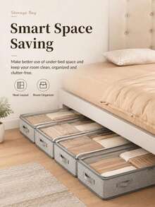 1pc Foldable Underbed Storage Bag, Casual Dust-Proof Storage Box, Large Capacity Dust-Proof & Moisture-Proof Underbed Storage Bag For Home, Flat Space-Saving Storage Organizer, Suitable For Back To School, Halloween, Christmas Storage - Grey - View 9