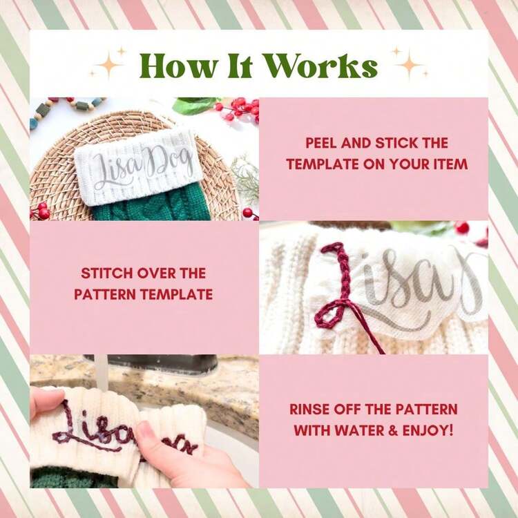 Printed Embroidery, Embroidered Christmas Stocking Set, Name Embroidery, DIY Handmade Embroidered Christmas Pattern, Handmade Stitched Christmas Gift Leg Warmers - Multicolor - View 10