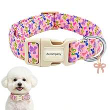 Pink Purple Bowknot Print Dog Collar, Adjustable No-Choke, Universal For All Dog Breeds, With Bowknot Metal Charm, Suitable For Christmas, Valentine's Day, St. Patrick's Day - Pink - View 12