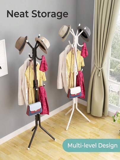 1pc Space Improvement, Iron Coat Rack, Approx. 69 Inches High, Floor Standing Coat Rack, Stable, Fashionable, Movable, Easy To Assemble, Suitable For Living Room, Entrance, Bedroom, Study, Office, Holiday Gift, Christmas Gift