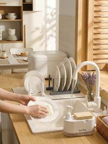 1pc Dish Rack, Cabinet Draining Storage Rack, Cabinet Space-Saving, Suitable For Plates, Cups, Pots, Lids, Bowls And Cutting Boards, Kitchen Cabinet And Countertop Storage - Multicolor - View 9