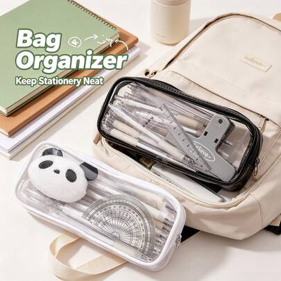 2 styles de trousses d'été transparentes, trousse transparente avec fermeture éclair en PVC imperméable, sac de rangement pour maquillage, très adapté pour l'été, la rentrée scolaire, la fête des enseignants, la cérémonie de remise des diplômes, l'anniversaire, l'auditorium