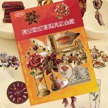 50pcs Vintage European Style Red Gold Transparent PET Hot Stamping Stickers, Suitable For Diary, Notebook, Laptop School Supplies - 1 Set - View 7