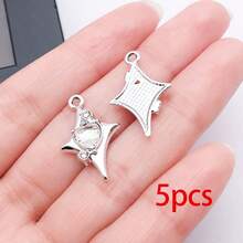 5/10/20pcs Silvery Plated Celestial Rhinestone Charms Sun Moon Star Heart Alloy Pendant For DIY Bracelet Necklace Earring Jewelry Making Findings - Multicolor - View 13