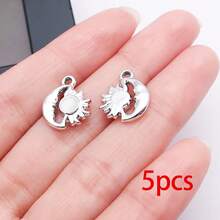 5/10/20pcs Silvery Plated Celestial Rhinestone Charms Sun Moon Star Heart Alloy Pendant For DIY Bracelet Necklace Earring Jewelry Making Findings - Multicolor - View 25