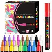 Professional Art Use]12/18/24 Colors Multicolor Acrylic Marker Set, Suitable For School, Classroom Supplies, Student Stationery, Artist Supplies, Back To School Gifts, Suitable For Coloring, Painting, Planner Marking, Christmas, Mother's Day, Back To School, Halloween Best Gifts. - Sets - View 3