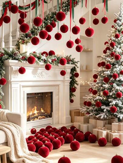 12pcs/Set Burgundy Christmas Balls, PE Material Velvet Christmas Balls, Christmas Tree Ball Ornaments, Christmas Decorations, Red Christmas Supplies, Christmas Party Background Decoration, Christmas Home Decor, Christmas Room Decor, Indoor/Outdoor Christmas Decoration, Christmas Tree Decoration, Christmas Party Supplies, Christmas Window Decoration, Christmas Hanging Decoration, Christmas Eve Decoration, Christmas Stocking Fillers, Xmas Decoration, Winter Decoration, Christmas Gifts, Christmas Party Bag Fillers, Party Favors, 2027 New Year
