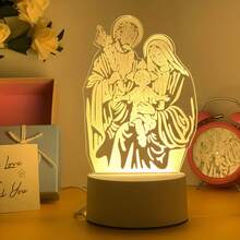 1pc Acrylic LED Night Light, Religious Theme - USB Powered, Warm White Light, Suitable For Bedroom - Button Control, Non-Changing Color Light, Perfect For Ramadan, Thanksgiving, Valentine's Day, Christmas And Graduation Events - Warm white light - View 4