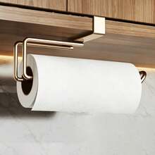 1pc Clip-On Paper Towel Holder, No Drilling Installation, Kitchen Cabinet Hanging Paper Roll Rack, Modern Metal Under-Cabinet Paper Towel Storage Rack, Suitable For Kitchen Countertop - Multicolor - View 6