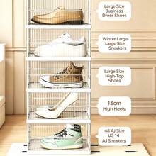 Lifevilion 12 Slots Transparent Shoes Cabinet Thickened Foldable Sneaker Shoe Organizers Stackable Dustproof High-Top Box Shoe Rack Shelf - Multicolor - View 3