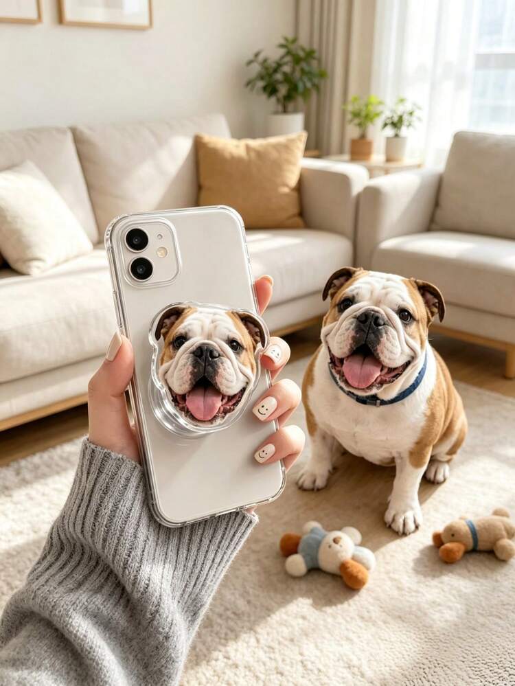 1pc Custom Pet Photo Phone Grip, Personalized Dog Cat Acrylic Phone Stand, Cute Pet Portrait Phone Holder, Pet Lover Gift, Unique Accessory For Phone Case, Birthday Gift & Daily Use - Multicolor - View 4