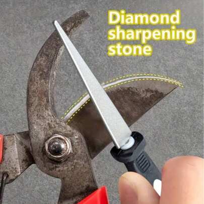 Professional Grade Diamond Sharpening Stone - Double-Sided Flat, Suitable For Scissors, Garden Tools And Knives - Durable Metal Body, Ergonomic Handle, Non-Scratch Fast Sharpening Design, Sharpener | Sturdy Construction, Sharpener