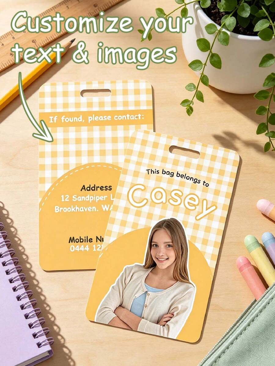 PVC Photo Name Tags, Backpack Luggage Tags, Double-Sided Anti-Loss Labels With Contact Information, Back To School Gift, Travel Luggage Identification Accessories - Multicolor - View 1