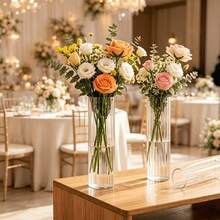 2/5/8/10件裝塑膠條紋透明花瓶，花藝手工，適用於婚禮、生日、情人節、派對、萬聖節、聖誕節，各種花束裝飾展示，節日與居家裝飾，適合桌面裝飾、婚禮、居家、晚餐派對 - 無色 - 查看 2