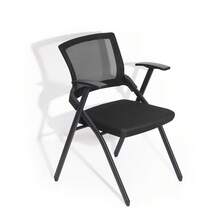 Modern Conference Chair With Mesh Backrest, Folding Office Seating - Black - No Tabletop - View 5