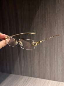 1 Pair Rimless Square Y2K Street Casual Style Minimalist Personalized Transparent Lens Glasses - Multicolor - View 5