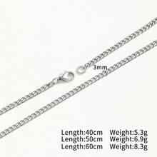 1件 3mm 極簡優雅銀色不鏽鋼鏈條項鍊，適合派對、假日、嘻哈風格裝飾配件 - 銀色 - 查看 5