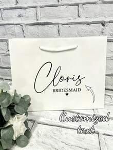 1pc Customized Bride Bridesmaid Groomsman Wedding Gift Bag, Personalized Paper Reusable Wedding Party Candy Bag, Multi-Functional, Decorative, Reusable, Exquisite, Fashionable, Colorful, Modern, Customized, Personalized, Unique, Ideal Men's Gift - Multicolor - View 3