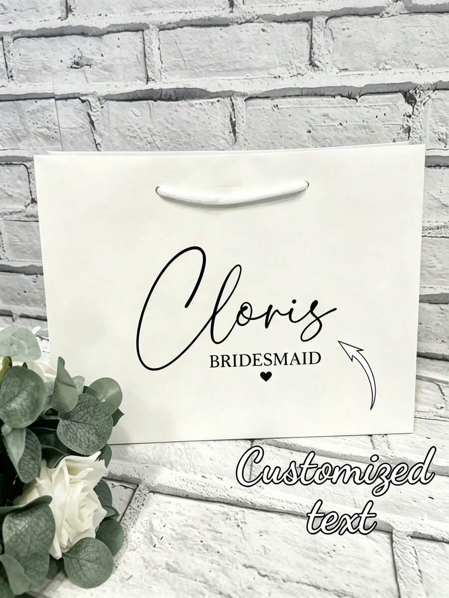 1pc Customized Bride Bridesmaid Groomsman Wedding Gift Bag, Personalized Paper Reusable Wedding Party Candy Bag, Multi-Functional, Decorative, Reusable, Exquisite, Fashionable, Colorful, Modern, Customized, Personalized, Unique, Ideal Men's Gift