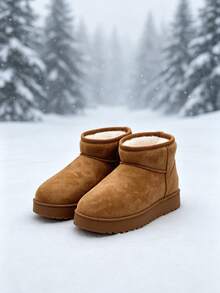 Women's EVA Thick Sole Thermal Lined Thickened Anti-Slip Design Flat Fashion Warm Enclosed Heel Casual Snow Boots Suitable For Autumn/Winter - Brown - View 1