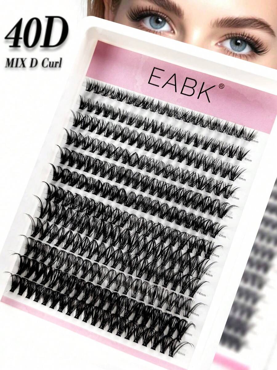 EABK 40D 柔軟自然假睫毛，8-16mm 混色組合，0.07mm D捲度，12排共240片，單簇3D精準貼合，適合日常妝容，輕盈便攜，適用於日常生活、派對及各種場合 - D - 查看 1