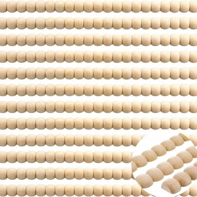 12 Pcs Decorative Beaded Wood Trim Molding 15.75 Inch Half Wooden Beads Bobbin Trims, 3D Unfinished, Paintable, For DIY Crafts Home Wall Cabinet Shelf Window Door