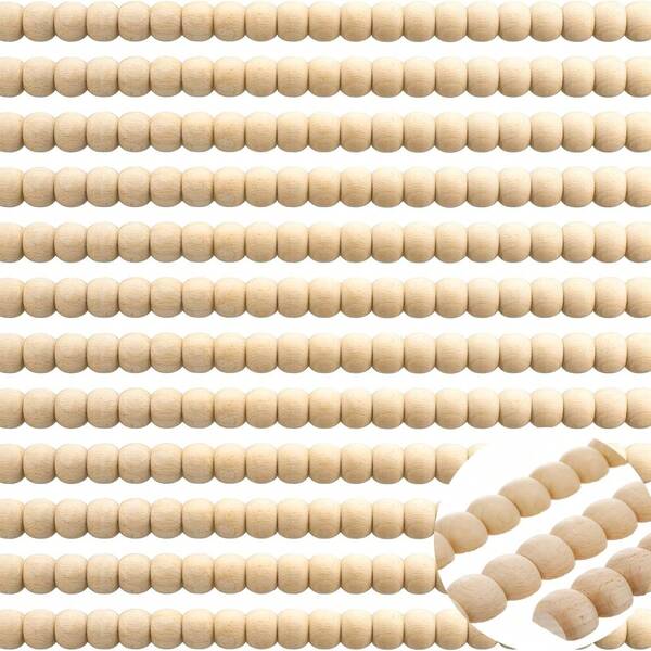 12 Pcs Decorative Beaded Wood Trim Molding 15.75 Inch Half Wooden Beads Bobbin Trims, 3D Unfinished, Paintable, For DIY Crafts Home Wall Cabinet Shelf Window Door