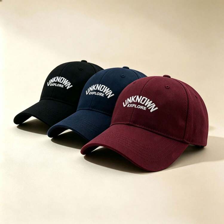 1件 UNKNOWN EXPLORE 字母刺繡棒球帽，可調節軟棉dad帽，中性休閒遮陽帽，適合戶外運動與日常旅行 - 多色 - 查看 3