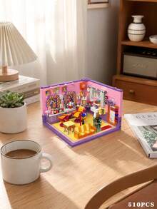 639 Pieces Of The Cozy Kitchen Indoor Building Block Set, Featuring Stove, Oven, Refrigerator And Other Furniture Components. It Is An Adult DIY Handicraft Making Puzzle. This Set Presents A Realistic Miniature Landscape Of A Family Kitchen. - Multicolor - View 6