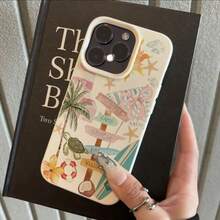 1pc TPU Material Beach Coconut Tree Turtle Pattern Phone Case Compatible With IPhone 17 Pro Max/17/16 Pro Max/15/13/12/11/ S20 FE/A15/S24/A55/ Note 11/Note 12/Note 13 Pro Full Coverage Anti-Drop Soft Shell Protective Cover - White - View 2