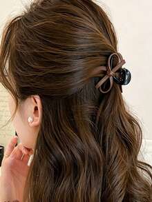 2 Pieces Leather Bow Hair Clips, Princess Sweet And Cool Girl Style Small Hair Clips, Side Bangs Clips, Spring And Summer Hair Accessories - Brown 2pcs - View 3