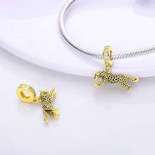 1Pc 18K Gold Plated Cheetah Leopard Pattern Series, Spacer Beads, Clip Charm & Safety Chain Charms, DIY Jewelry Findings For Bracelet Necklace Making - Gold - View 3