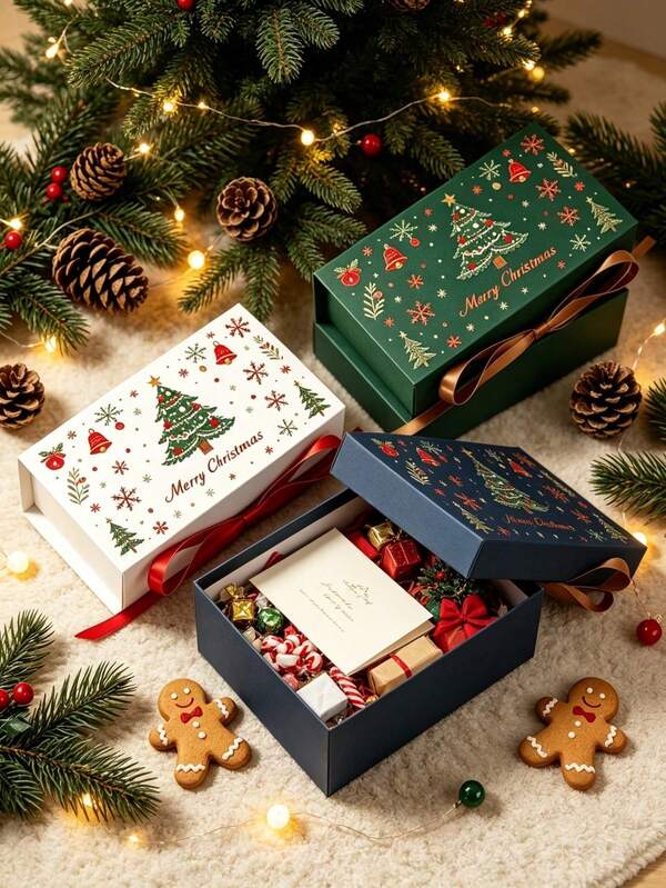 1pc Christmas Foldable Gift Box, Gift Packaging Box, Small Paper Box, Airplane Box, Handmade Soap, Aromatherapy Candle Gift Box, Christmas New Year Party Banquet Store Anniversary Universal Gift Decoration, Ideal Holiday Gift, Christmas Decoration, Gift Bag