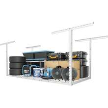 4x8 Ft Garage Ceiling Storage Rack, White |   Weight Capacity 750 Pounds, 22-40inch Adjustable Storage System, Heavy-Duty Metal Roof Rack, Classic Series - White - View 10