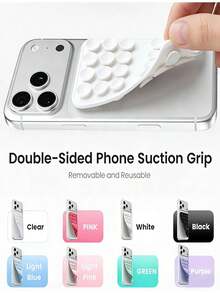2pcs Reusable Double-Sided Suction Cup Phone Holder, Detachable Hands-Free Phone Grip Stand, Suitable For Selfie, Video Call, Compatible With All Phones And Objects Needing Support - Reusable - View 3