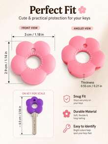 Colorful Flower Keycaps (With Labels), Color-Coded Keycap Covers, Suitable For Home/Office Keyboards; Soft-Touch Keycap Covers With Identification Labels, Quick Key Recognition; Fashionable And Easy-To-Install Key Chain Organizer - One Size - View 10