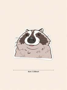 1pc Cute Raccoon Animal Sticker, "Trash Panda" Decal For Phone Case & Journal, Funny Wildlife Stationery Decor - Multicolor - View 2