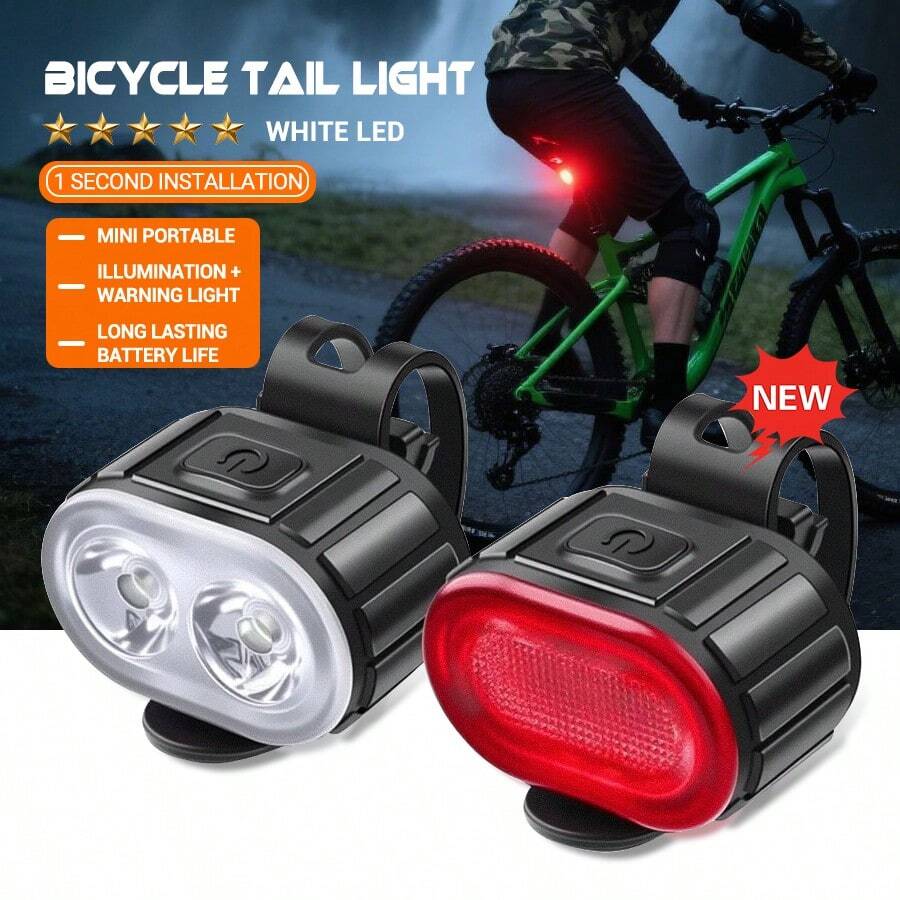 Mountain Bike Front And Rear Lights, LED USB Rechargeable, Handlebar Mount, High Brightness, Suitable For Night Riding - Multicolor - View 1