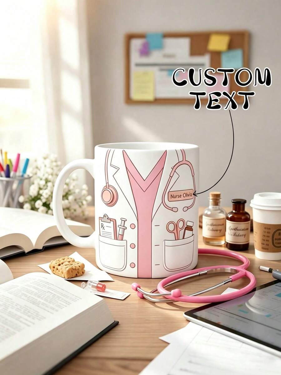 Customized Nurse Mug, Nurse Gift, Nurse Day Gift, Floral Name Mug, Customized Name Mug, Nurse Mug, Customized Gift, Coffee Mug, Gift For Her - Multicolor - View 1